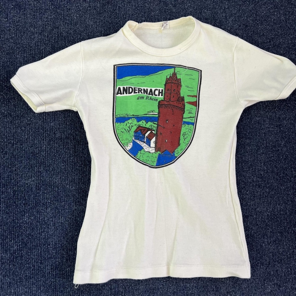 Vintage Andernach Am Rhein Shirt‎ Youth Large White Germany Souvenir Graphic